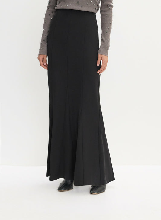 Women Trumpet Hem Maxi Skirt Black | Melanie Lyne