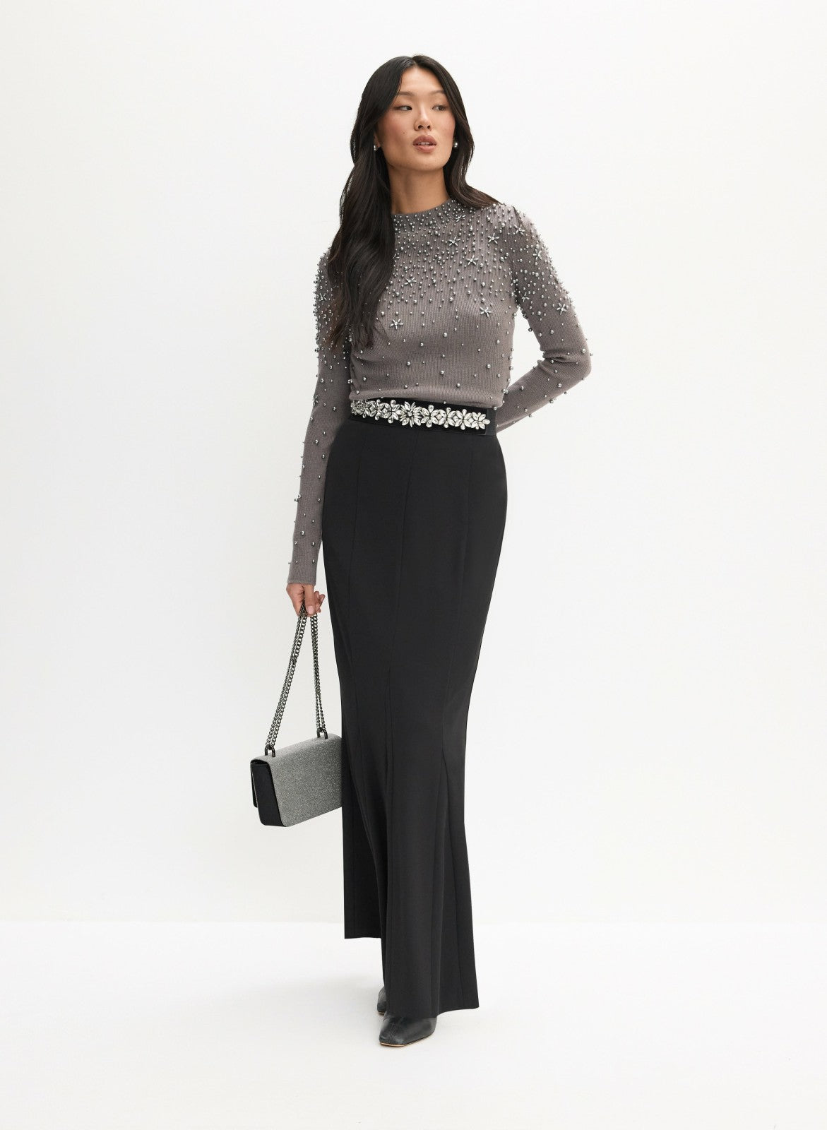 Women Trumpet Hem Maxi Skirt Black | Melanie Lyne