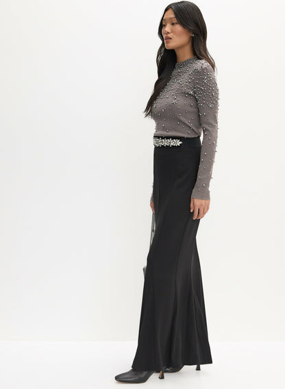 Women Trumpet Hem Maxi Skirt Black | Melanie Lyne