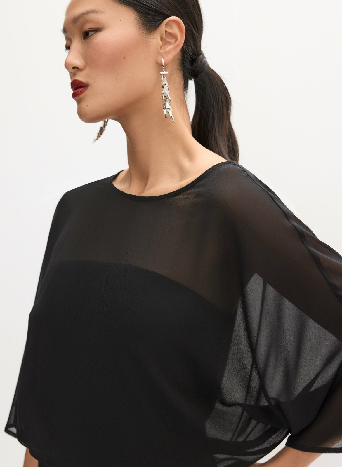 Women Chiffon Wide-Leg Jumpsuit Black | Melanie Lyne