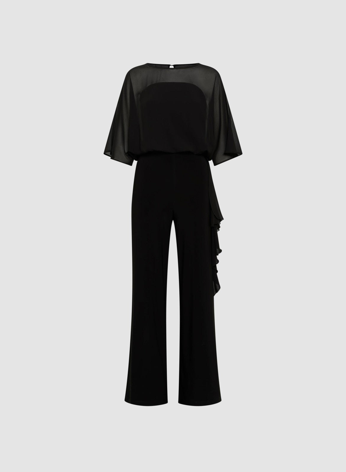 Women Chiffon Wide-Leg Jumpsuit Black | Melanie Lyne