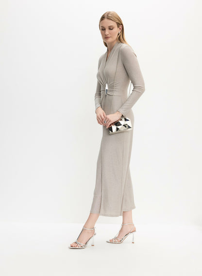 Women Joseph Ribkoff - Wrap-Front Embellished Jumpsuit Natural Beige | Melanie Lyne