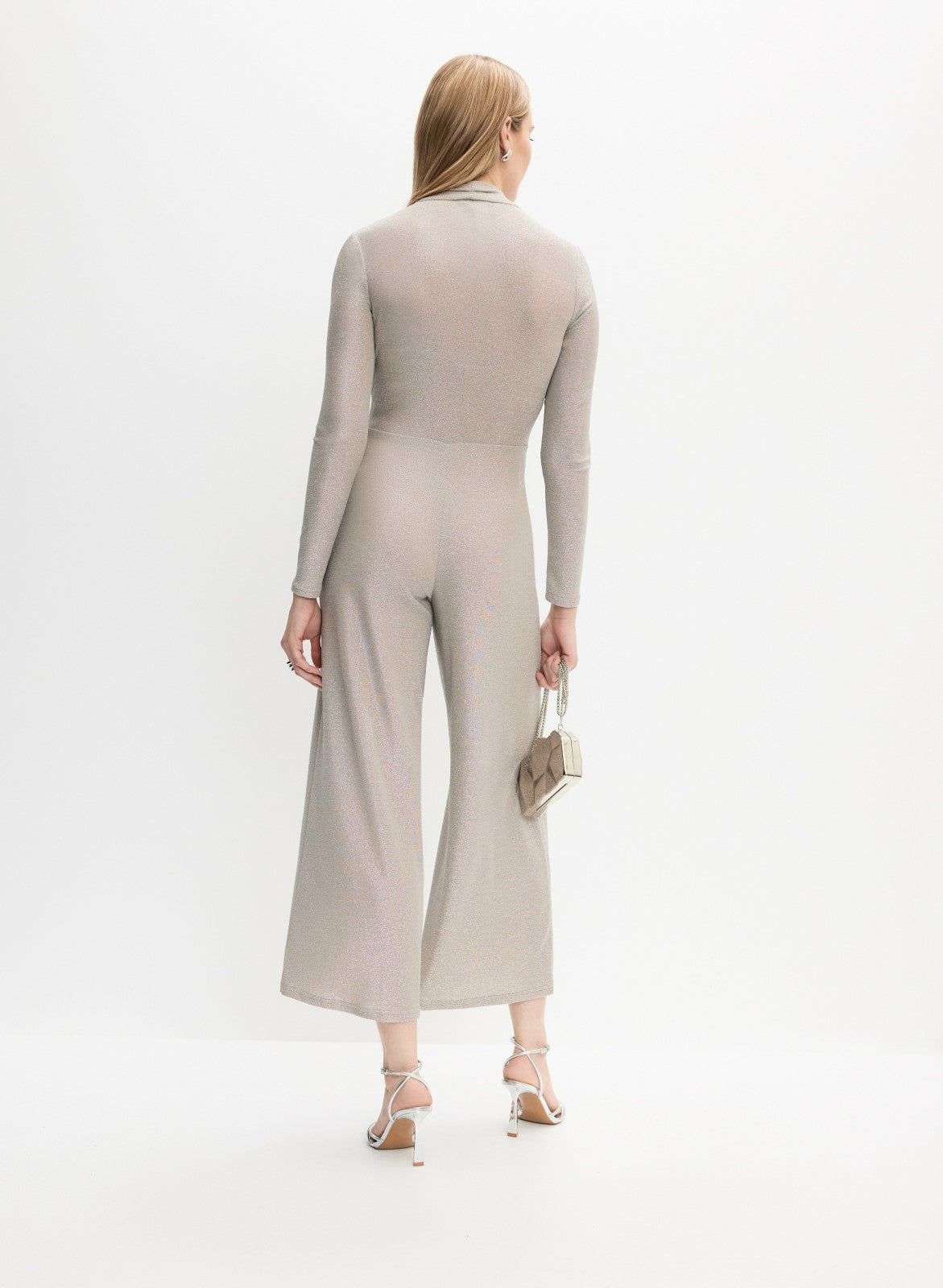 Women Joseph Ribkoff - Wrap-Front Embellished Jumpsuit Natural Beige | Melanie Lyne