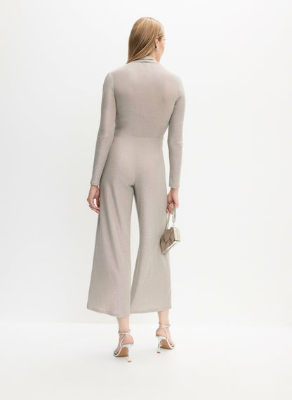 Women Joseph Ribkoff - Wrap-Front Embellished Jumpsuit Natural Beige | Melanie Lyne
