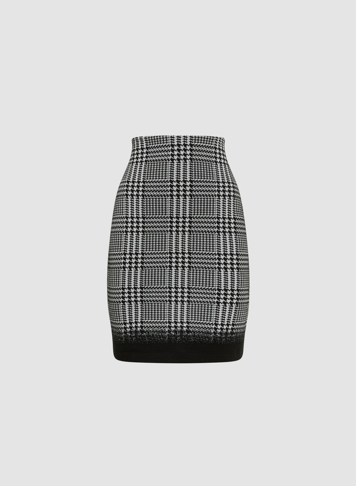 Women Plaid Print Knit Pencil Skirt Black & White | Melanie Lyne