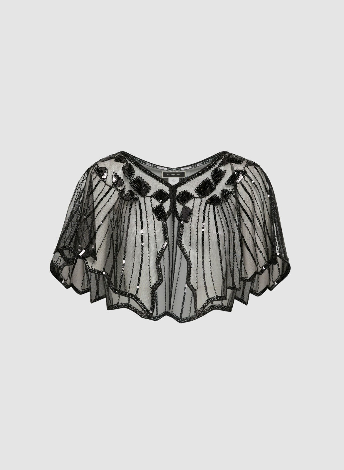 Women Sheer Sequin Cape Black | Melanie Lyne