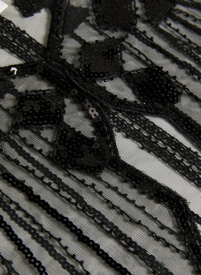 Women Sheer Sequin Cape Black | Melanie Lyne